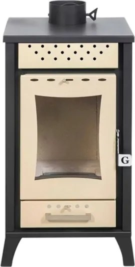 Stufa A Legna In Acciaio 15 kW Olga Beige 45,5x48,5xh91 Uscita Fumi Superiore