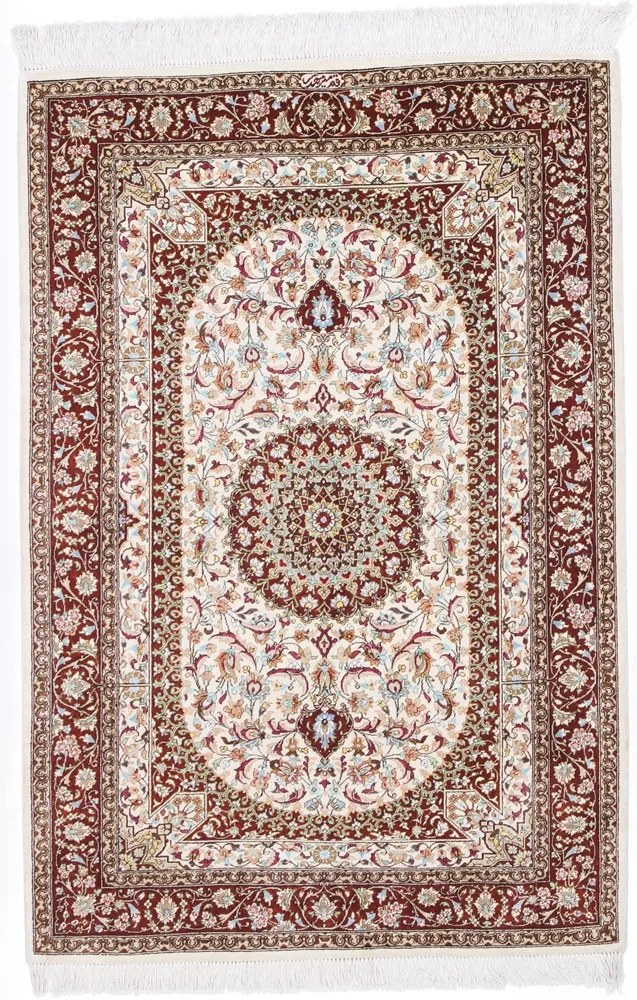 Ghom Tappeto 80 x 120 Rosso (Iran) Annodato A Mano