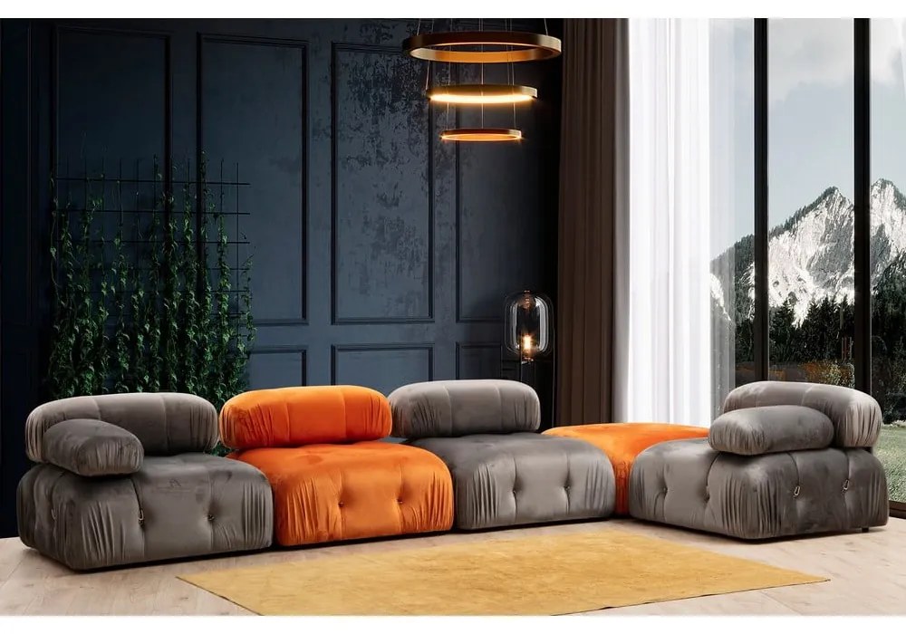 Sgabello in velluto arancione Bubble - Artie