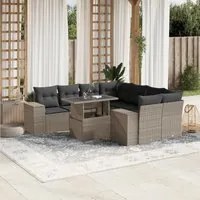 Set Divano da Giardino 9pz con Cuscini Grigio Chiaro Polyrattan 3269062