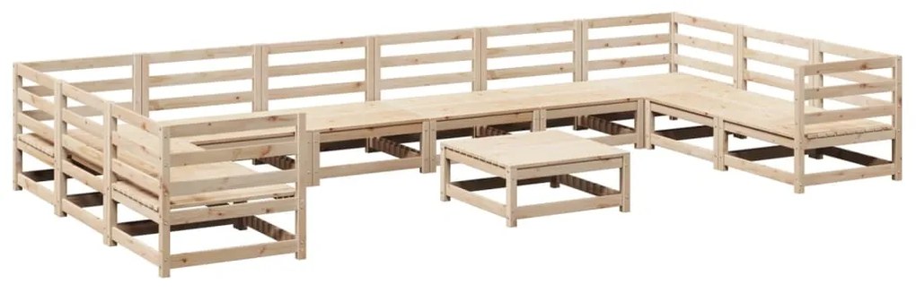 Set divani da giardino 11 pz in legno massello di pino