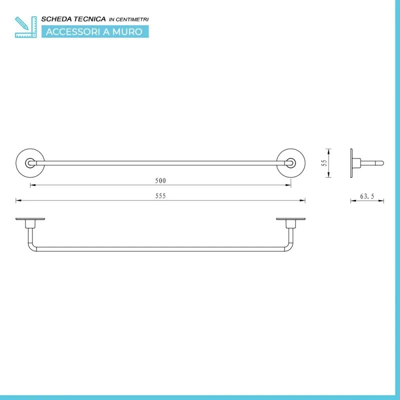 Set accessori a muro 5 pezzi in acciaio cromato e viti incluse   Idea