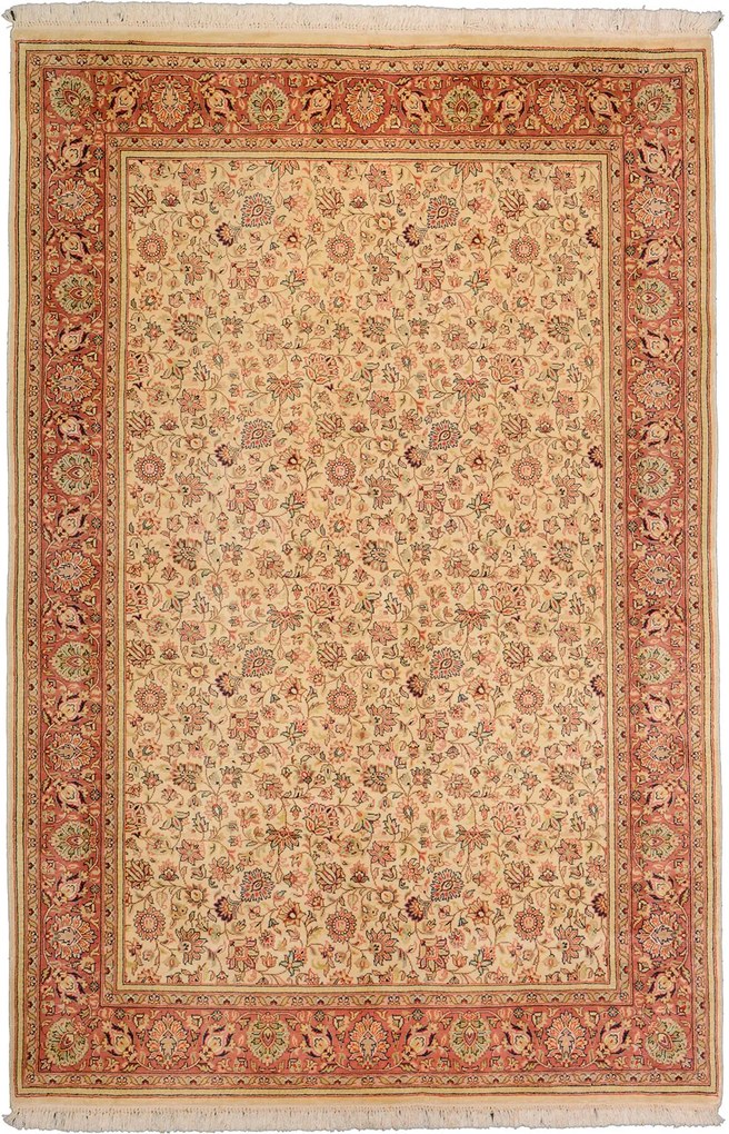 Cashmere Silk Tappeto 120x180 Beige (Indian) Annodato A Mano
