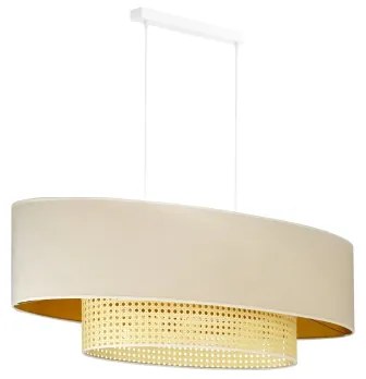 Duolla - Lampadario a sospensione con filo DOUBLE OVAL RATTAN 2xE27/15W/230V color crema/rattan