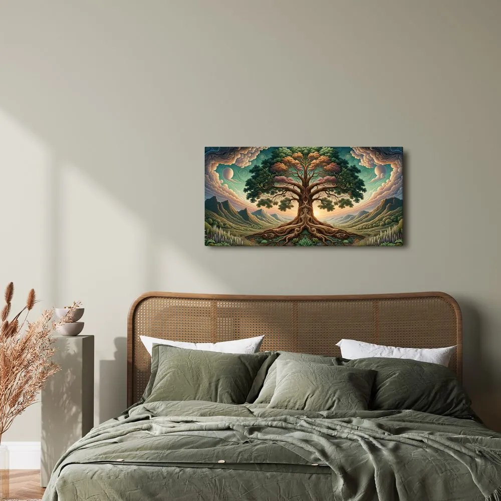Quadro su tela – Misterioso albero della vita sotto il cielo