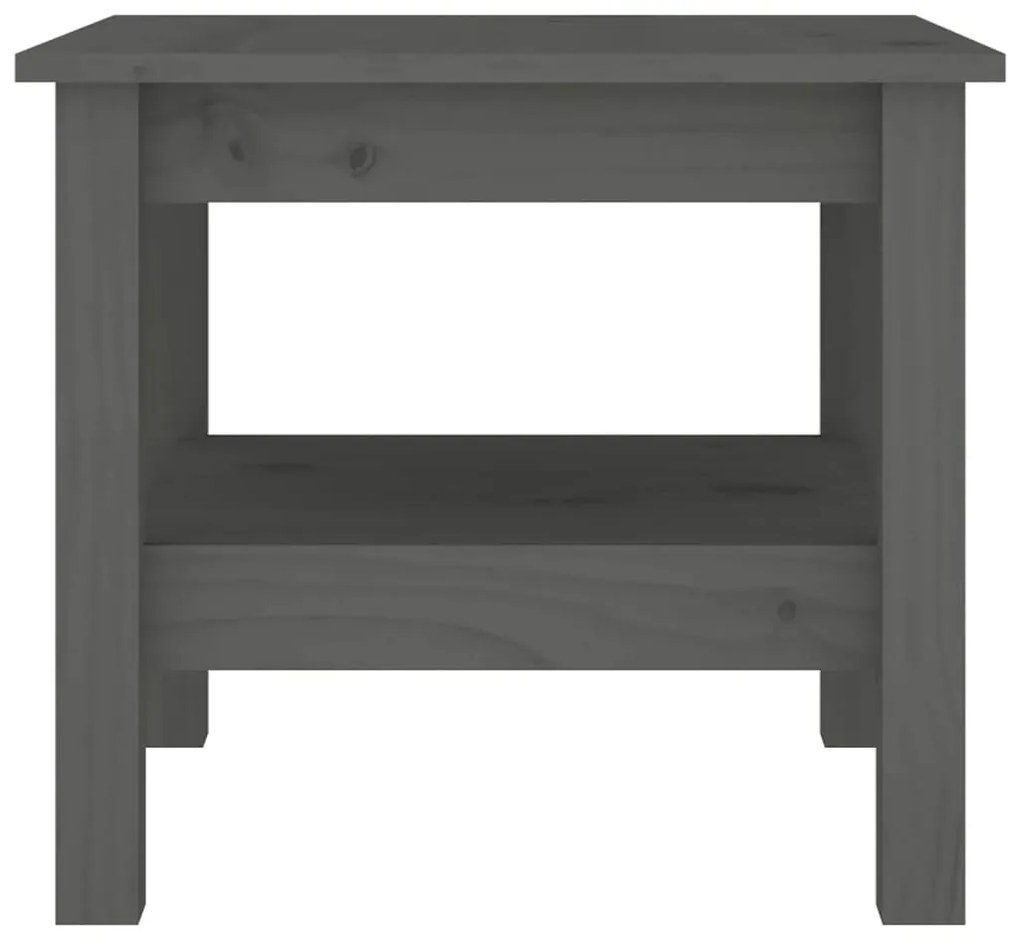 Tavolino da salotto grigio 45x45x40 cm legno massello di pino