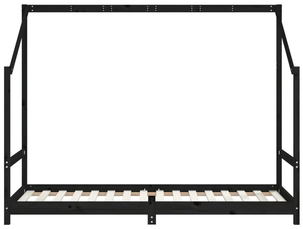 Giroletto per bambini nero 80x200 cm in legno massello di pino