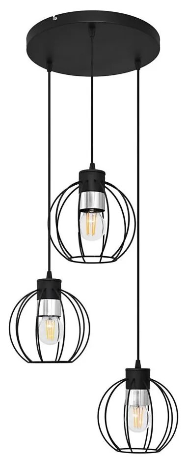 Lampadario a sospensione con filo STARLIGHT 3xE27/15W/230V nero/argento