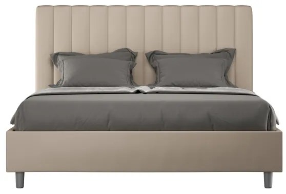 Letto matrimoniale senza rete imbottito 160x210 similpelle tortora Agueda