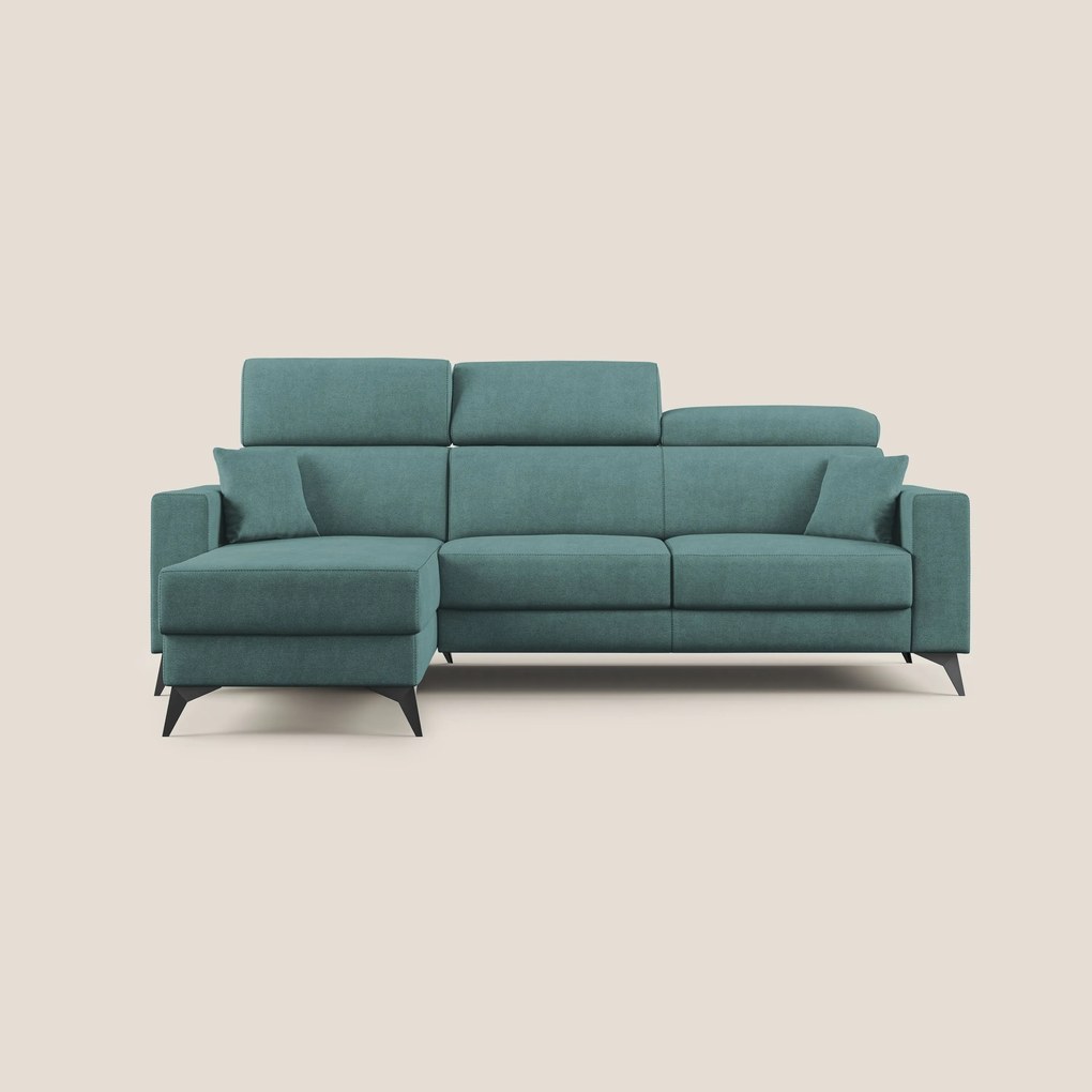 Pegaso divano letto angolare con poggiatesta reclinabili e rivestimento impermeabile T02 petrolio