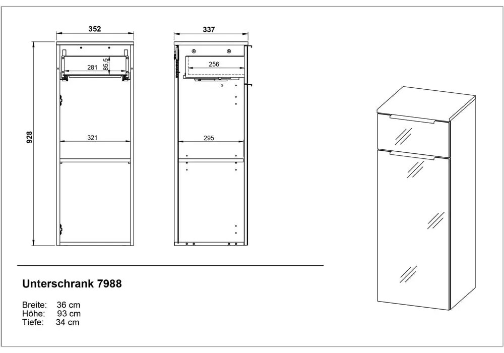 Mobile bagno alto sospeso grigio 36x93 cm Vasio - Germania