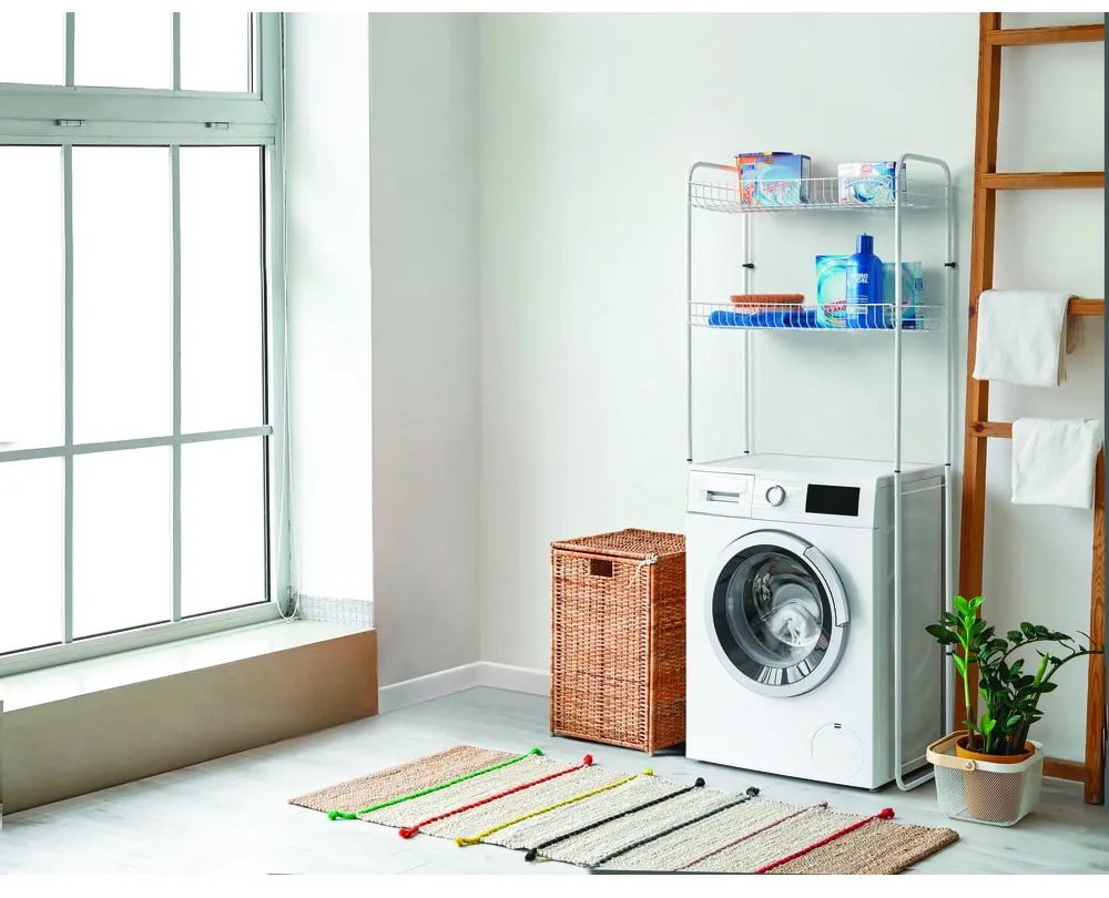 Mensola bianca a due livelli sopra la lavatrice Sky Wash - Metaltex