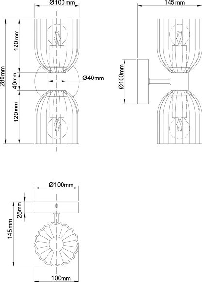 Lampada da parete PIEGA 2xE14/10W/230V ottone/nero fumé