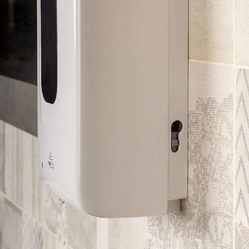 Dispenser per sapone liquido automatico da 1,2 L bianco in plastica alimentato a batterie o con cavo