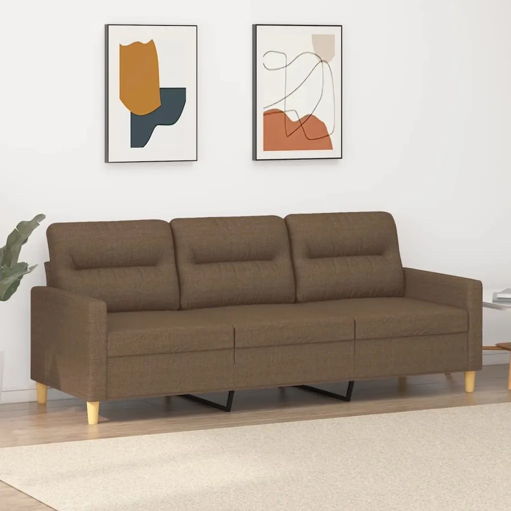 Divano A 3 Posti Marrone 180 Cm İn Tessuto /