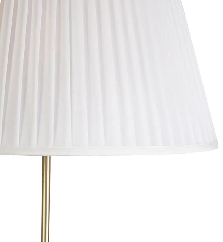 Lampada da terra oro / ottone con paralume plissettato color crema 45 cm - PARTE