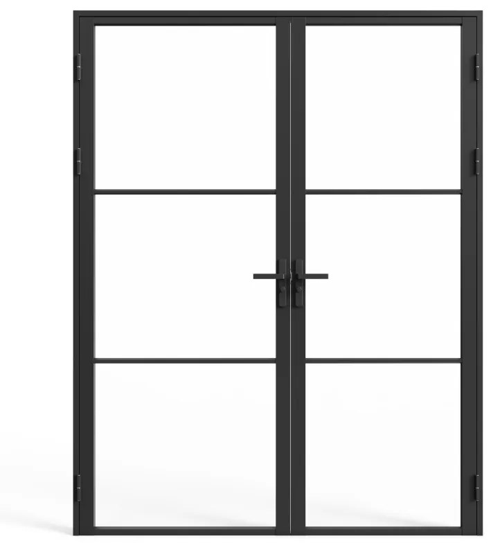 Blocco porta reversibile a due battenti H204 cm x L146 cm in Alluminio e Vetro temperato - MASERU