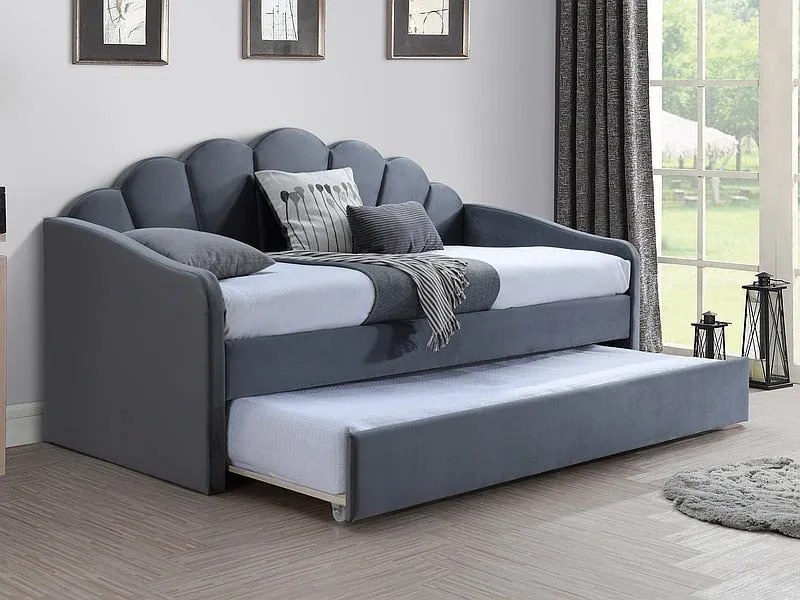 Letto Bella in velluto grigio - Blu14 - 90x200 cm