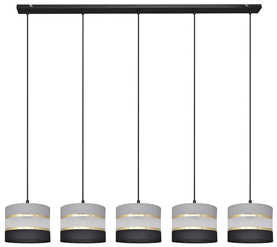 Lampadario a sospensione con filo HELEN 5xE27/15W/230V nero/grigio/oro