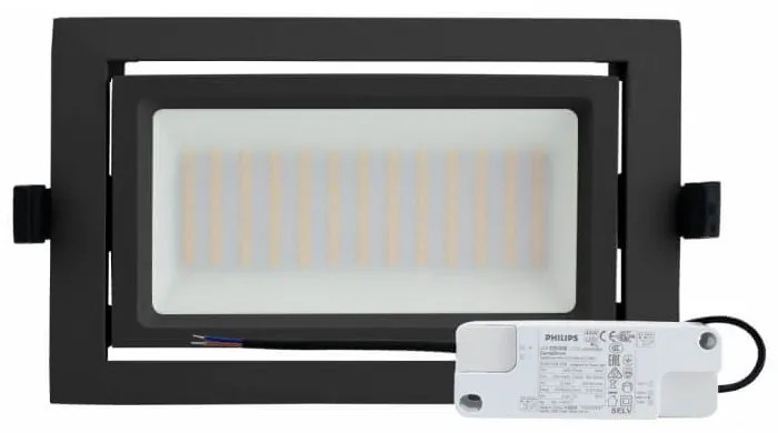 Faro LED da Incasso 44W, Foro 210x130, Nero con driver Philips Colore Bianco Naturale 4.000K