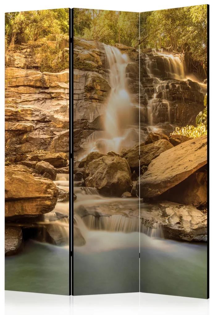 Paravento Cascata solare - paesaggio tropicale con cascata dalle rocce