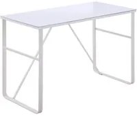 Scrivania Porta PC 120x60x74,5 cm in Metallo e Vetro Temperato Bianco