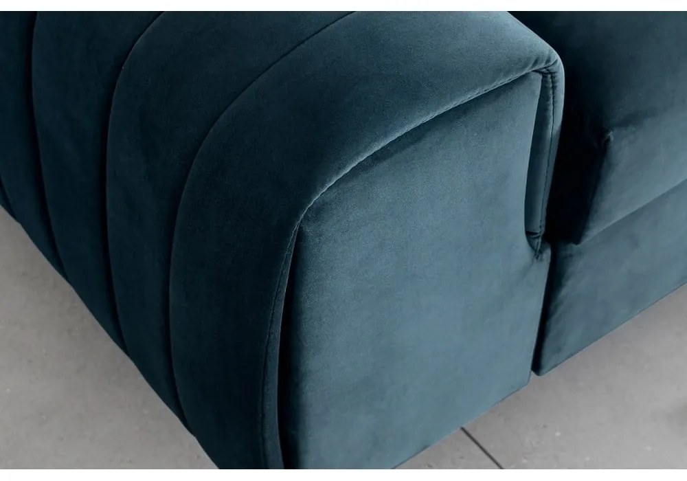Divano blu allungabile e rivestimento in velluto 261 cm Laurence – ELTAP