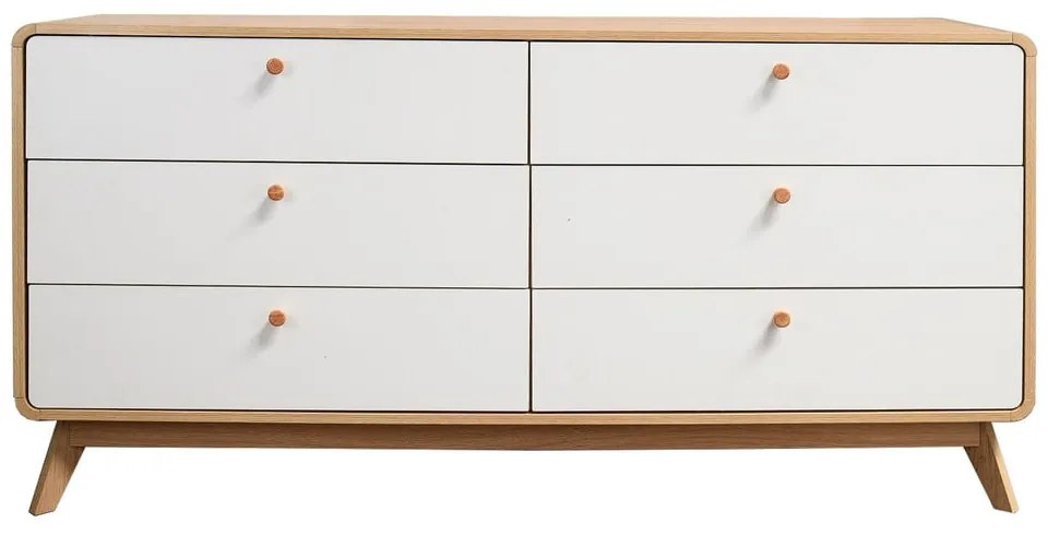 Cassettiera bassa bianca con effetto rovere 150x74 cm Caitlin - Støraa