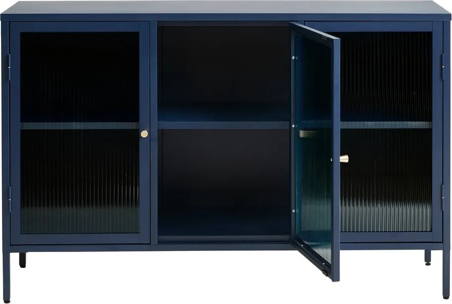 Vetrina in metallo blu Bronco, altezza 85 cm - Unique Furniture
