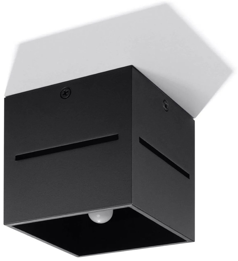 Plafoniera Quadrata da Soffitto in Alluminio LOBO G9 Nera da interno