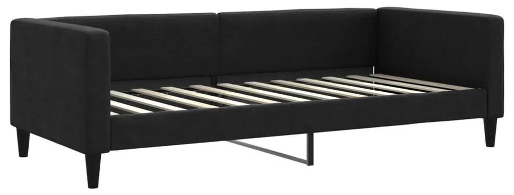 Divano letto estraibile con cassetti nero 90x200 cm in tessuto