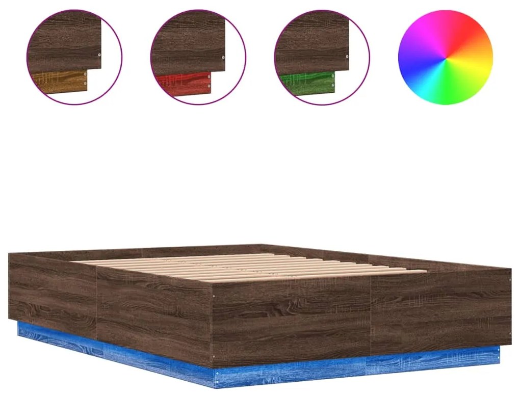 Giroletto luci led rovere marrone 140x200 cm legno multistrato