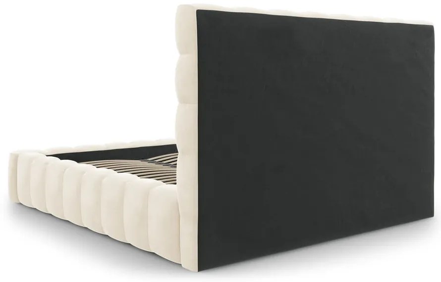 Letto matrimoniale imbottito beige con contenitore con griglia 200x200 cm Bali - Cosmopolitan Design