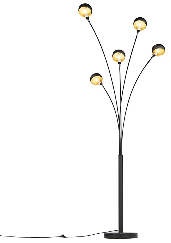 Lampada da terra di design nera 5 luci - Sixties Marmo