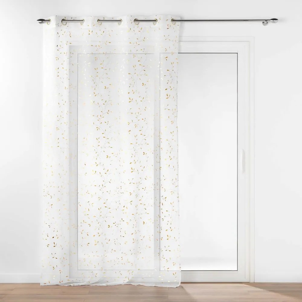 Tenda sottile bianca/dorata in voile 140x280 cm Floressia – douceur d'intérieur