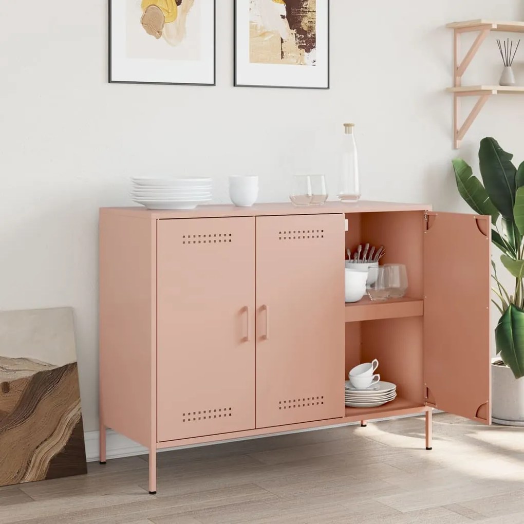 Credenza rosa 100,5x39x79 cm in acciaio laminato a freddo