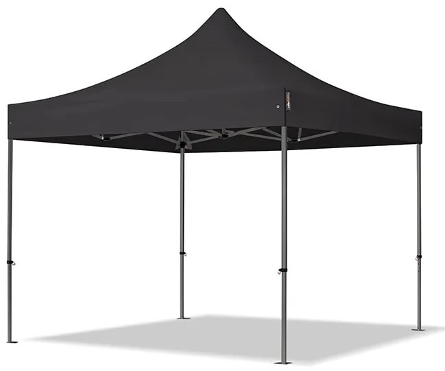 TOOLPORT 3x3 m gazebo pieghevole PVC con laterali (finestre panoramiche), PREMIUM acciaio, nero - (600108)