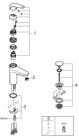 GROHE 24327001 - Miscelatore lavabo SWIFT, misura M, cromo lucido