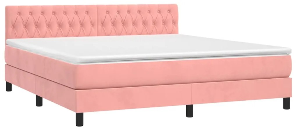 Letto a Molle con Materasso e LED Rosa 180x200 cm in Velluto