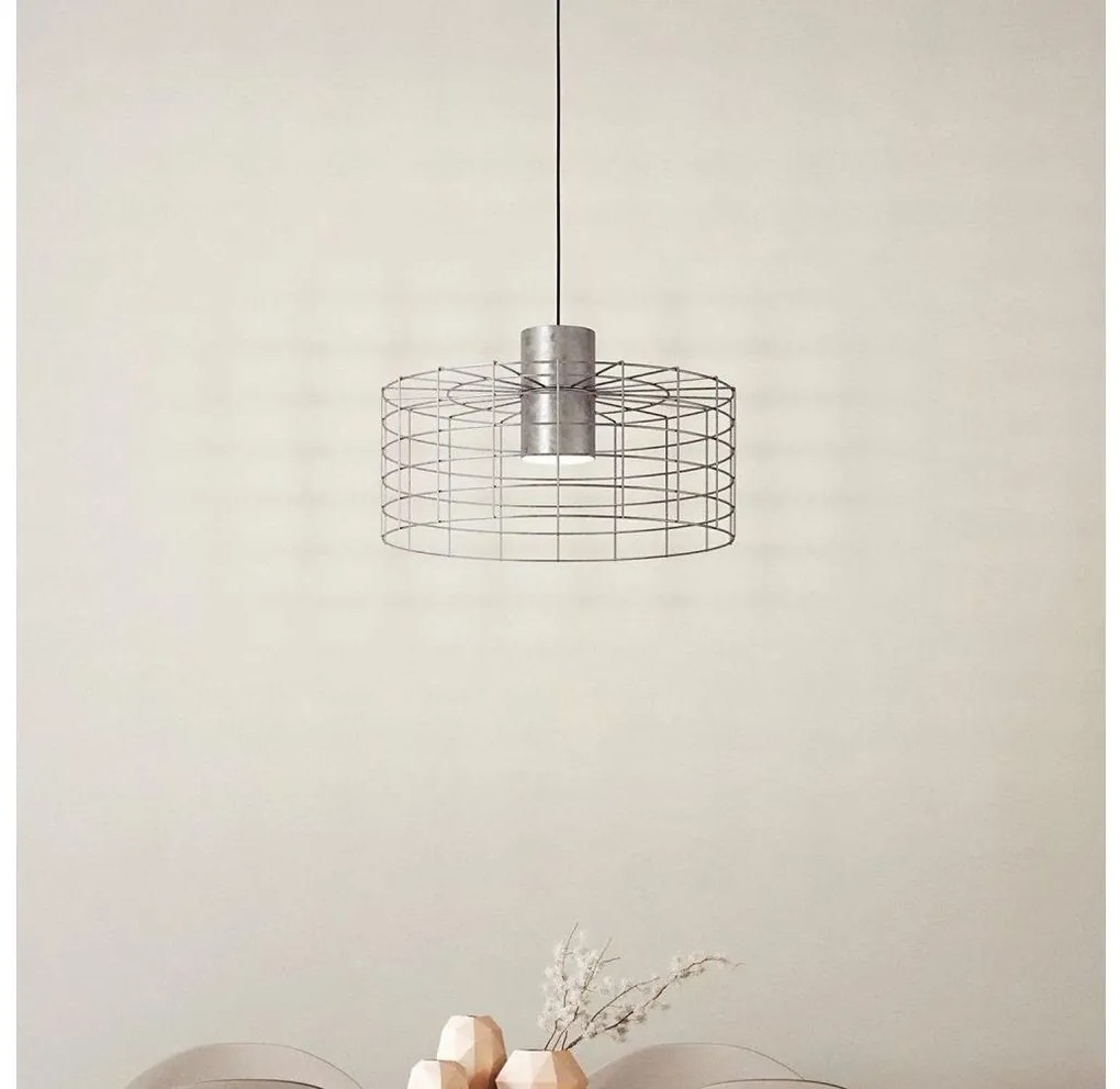 Eglo 43651 - Lampadario su corda MILLIGAN 1xE27/40W/230V d. Argento 48 cm