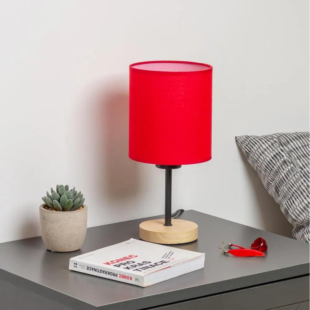 Brilagi - Lampada da tavolo NUBILA WOOD 1xE27/25W/230V quercia/rosso