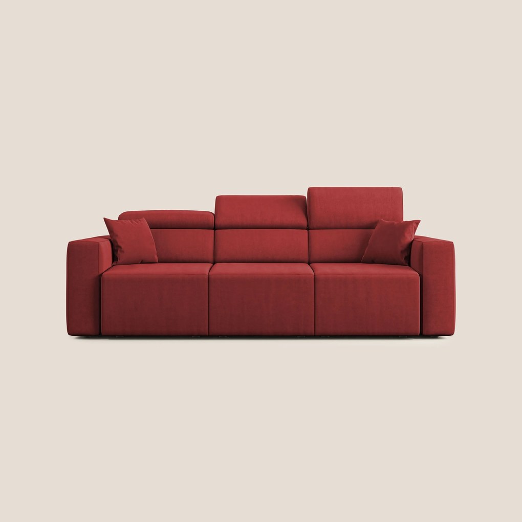 Orwell divano con 3 sedute estraibili in microfibra smacchiabile T11 rosso