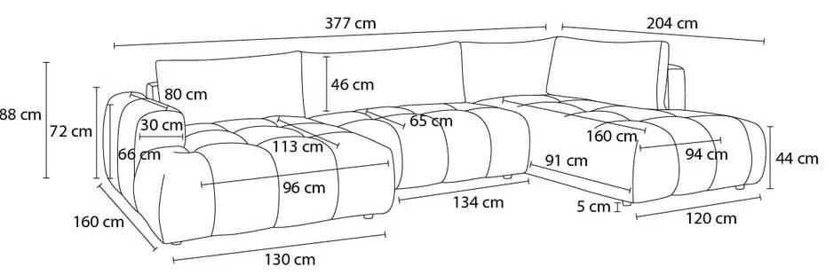 Divano angolare beige allungabile e con contenitore (penisola a destra/a U) Fuji – Bobochic Paris
