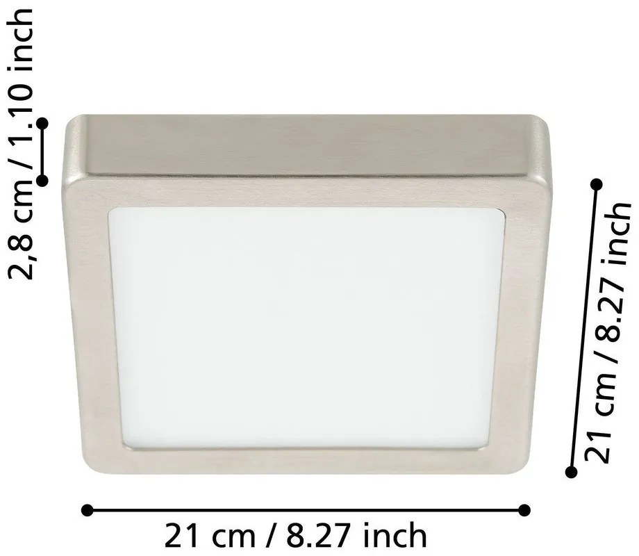 Plafoniera LED grigia 21x21 cm FUEVA 5 – EGLO