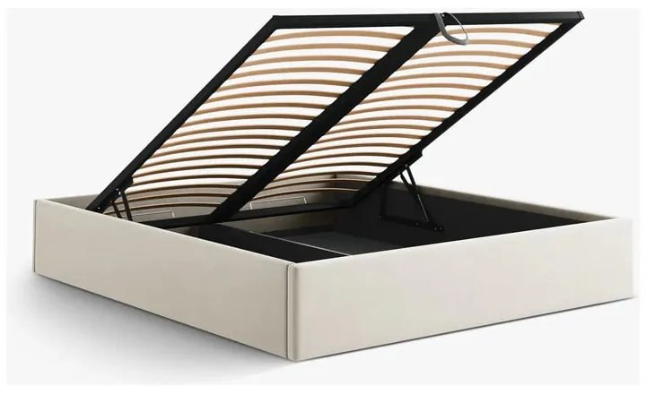 Letto matrimoniale imbottito beige con contenitore/senza testiera con rete inclusa 160x200 cm Susan – Micadoni