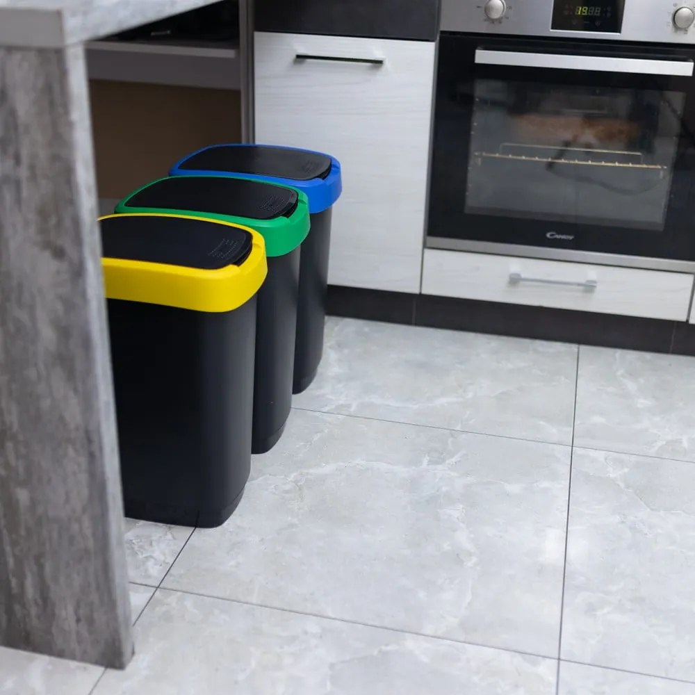 Set di 3 cestini neri per rifiuti differenziati in plastica riciclata 25 l Twist - Rotho