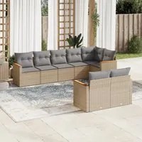 Set Divano da Giardino 8 pz con Cuscini Beige in Polyrattan 3258552