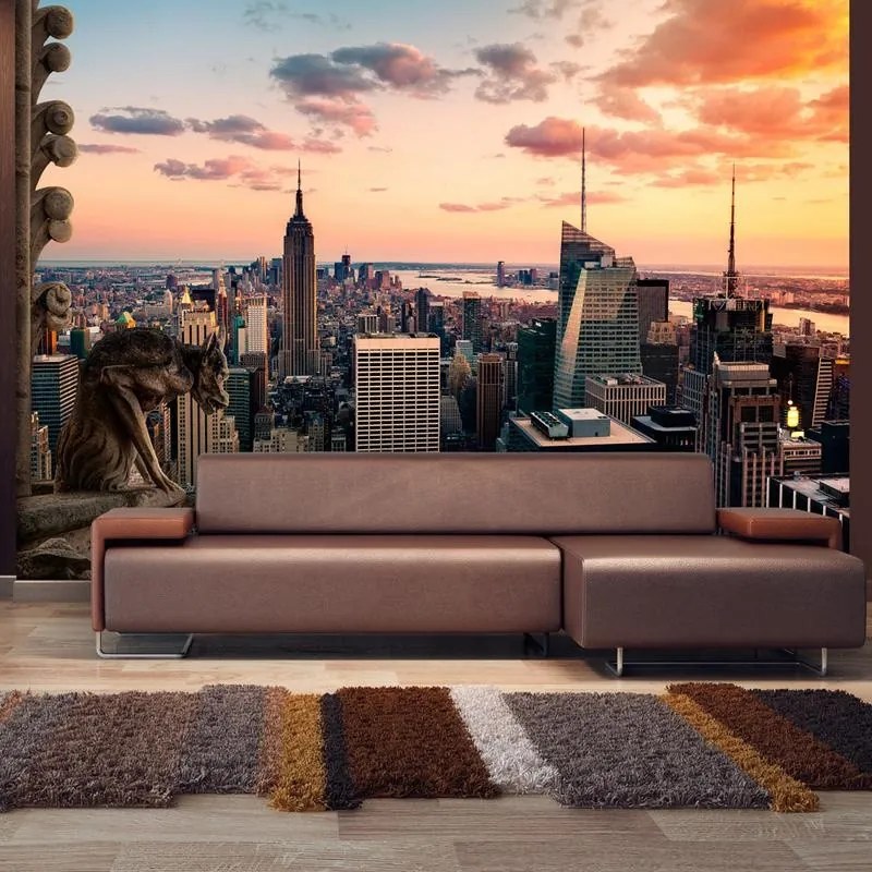 Fotomurale adesivo  New York: I grattacieli ed il tramonto  Larghezza x Altezza Home decor 196x140