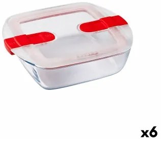 Porta pranzo Ermetico Pyrex Cookheat 1 L 20 x 17 x 6 cm Rosso Vetro (6 Unità)