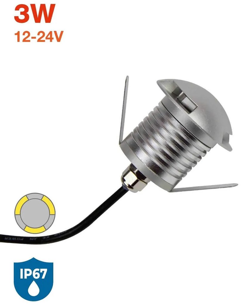 Faretto LED 3W Tridirezionale IP67 - Professional Colore Bianco Caldo 2.700K